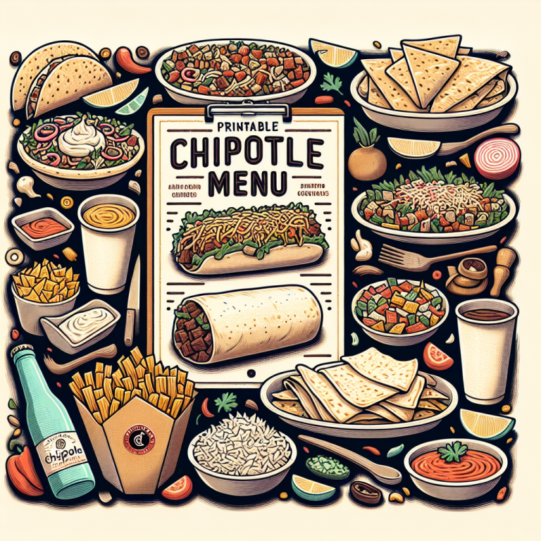 Printable Chipotle Menu